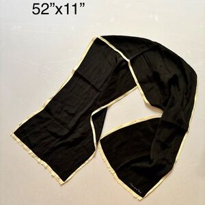 Oscar de la Renta Black Scarf with Cream Trim